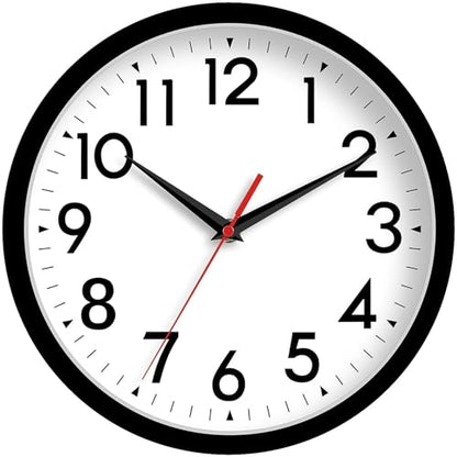 DAXSMY 10 Inch Wall Clock, Battery Operated Silent Non Ticking - color: A-black, size: 10"