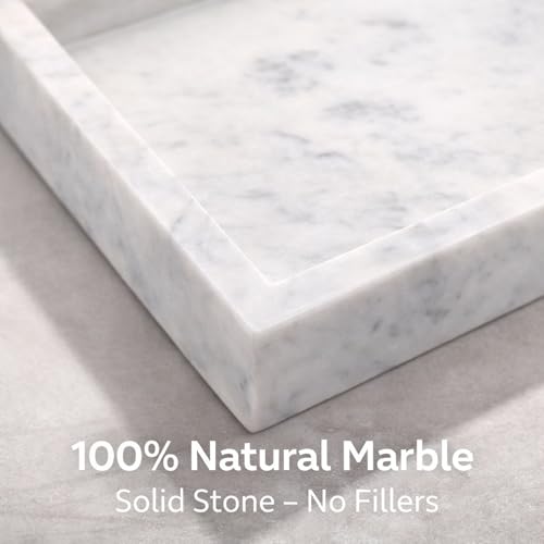 Natural White Marble Tray, 12" x 8", Rectangular - color: White, size: 8" x 12" x 1.5"