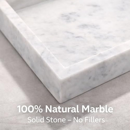 Natural White Marble Tray, 12" x 8", Rectangular - color: White, size: 8" x 12" x 1.5"