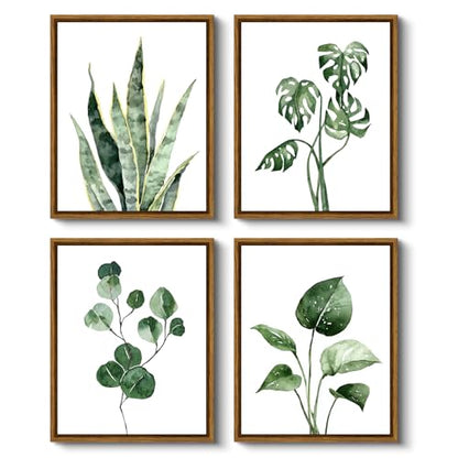 VIYYIEA Sage Green Botanical Wall Art Set of 4, Watercolor Painting, 8 x 10 - color: Greenery Collection, size: 10"L x 8"W