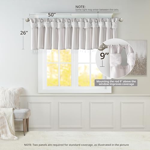 Madison Park Faux Silk Valances for Windows with Beads, 50x26 Silver - color: Silver, size: 50"W x 26"L (Pack of 1), style: Valance