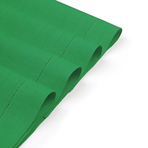 D'Moksha Homes Linen Placemats Set of 4 - Classic Hemstitch Kelly Green Placemats 14 x 19 Inch - 100% Pure Linen Table Mats - Handcrafted and Machine Washable - color: Kelly Green, size: Set of 4 (14 X 19 Inch)