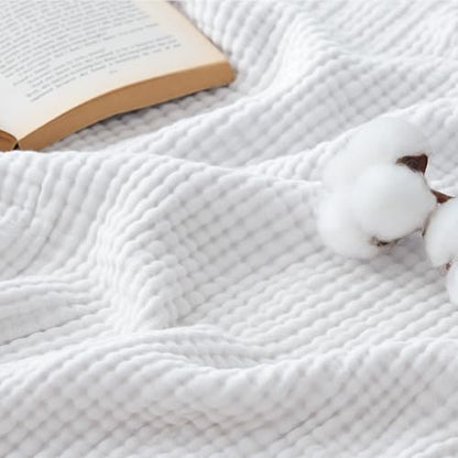 Bedsure 100% Cotton Muslin Blanket Queen Size for Bed, 4-Layer, White - color: 03 - White, size: Queen (90" X 90")