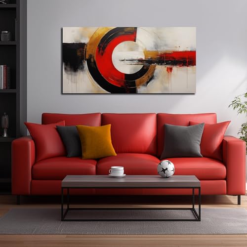 AUUZAIUA Abstract Canvas Wall Art Black and Red Geometry Prints 20x40 In - color: red, size: 20"L x 40"W
