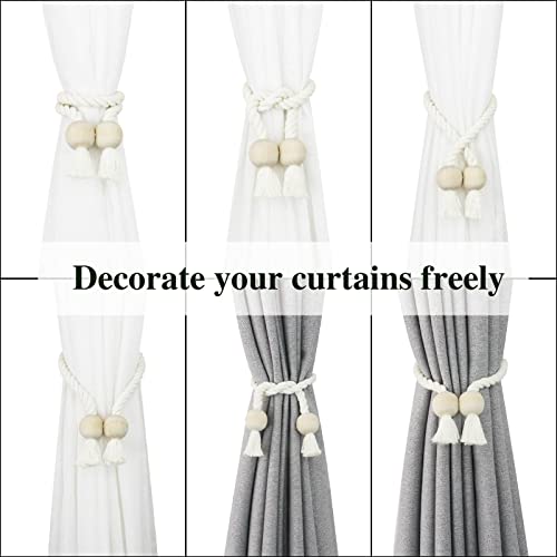 Magnetic Curtain Tiebacks Decorative Tie Back Drapes Holdbacks Nieffeiy - color: Cream