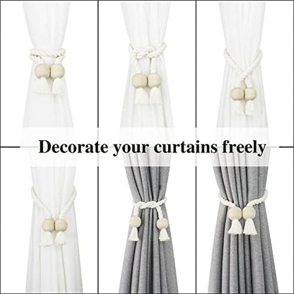 Magnetic Curtain Tiebacks Decorative Tie Back Drapes Holdbacks Nieffeiy - color: Cream