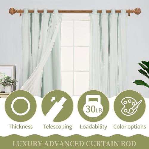 TANGWIN 2 Pack Wood Curtain Rods for Windows 28 to 48 Inch(2.3-4Ft),1 Inch Adjustable Curtain Rod,Heavy Duty Curtain Rods,Wooden Netted Texture Drapery Rods,Single Window Curtain Rod 18-45",Brown Wood - color: Wood, size: 18-45" & 2pack