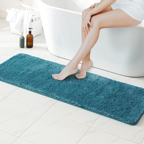 MIULEE Teal Bathroom Runner Rugs Soft Microfiber Bath Mat 16x48 Inch - color: Teal, size: 1'4" x 4' (Rectangular)