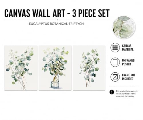 HOMTAI 3Pcs Botanical Canvas Wall Art 16x24Inch Unframed - color: Poster, size: 24L" x 16W"