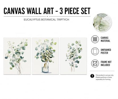 HOMTAI 3Pcs Botanical Canvas Wall Art 16x24Inch Unframed - color: Poster, size: 24L" x 16W"