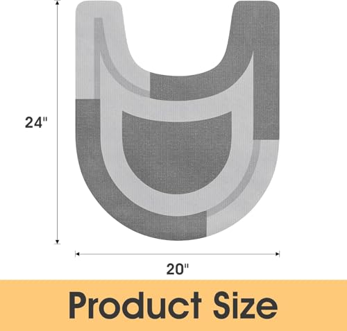 ACCUMTEK Non Slip Bath Mat, Thin Bathroom Rugs Fit Under Door, Quick Dry Bath Mats, Machine Washable Bath Rugs for Bathroom, Bathtub & Kitchen, Grey/Bordered/U-Shaped 24"x20" - color: Grey, size: 1'8" x 2' (U-Shape)