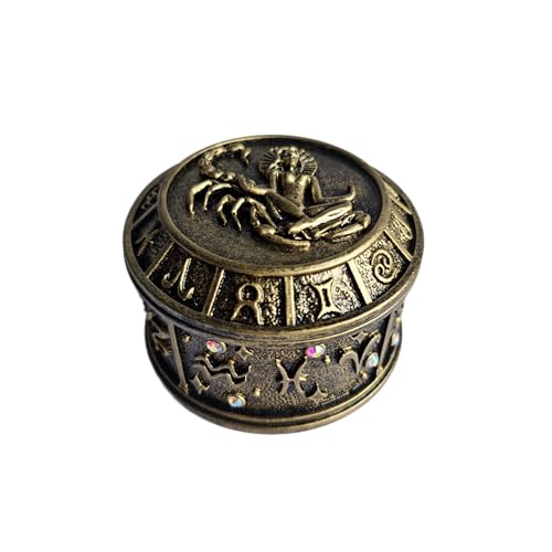 Handmade Zodiac Jewelry Box with Constellation Engraving, Unique Handcrafted Gift for Birthday, Anniversary, or Jewelry Storage, Resin Scorpio - color: Gold, size: Scorpio
