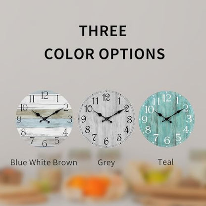 8 Inch Wall Clock, Silent Battery Operated Analog Clock, Blue - color: A-blue White Brown, size: 8"