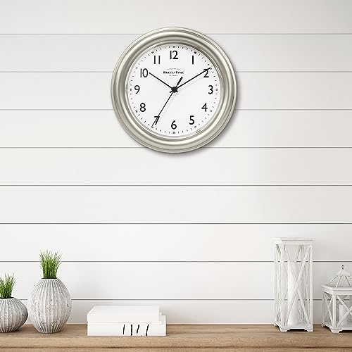 Presentime 8.5" Modern Farmhouse Essential Wall Clock - color: Morning Silver