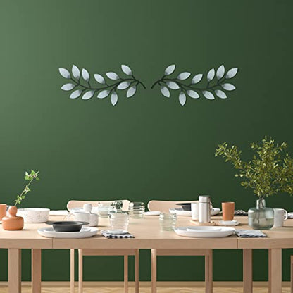 Zhengmy 2 Pcs Metal Leaf Wall Art Vine Branch Decor,Retro White - color: Retro White
