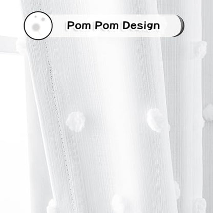 MYSKY HOME Blackout Curtains for Kids Bedroom 100% Light Block Out Thermal Insulated Curtain 72 Inches Grommet Room Darkening Curtains Privacy Window Drapes with White Pom Pom Sheers?2 PCS, 50" x 72" - color: White Pom Pom, size: 50"W x 72"L (Pack of 2)