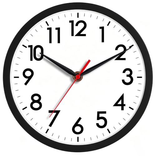 AKCISOT 8 Inch Wall Clock, Silent Battery Operated Analog Clock, Black - color: A_black, size: 8 Inch