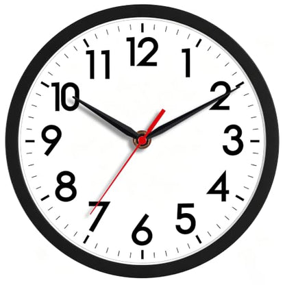 AKCISOT 8 Inch Wall Clock, Silent Battery Operated Analog Clock, Black - color: A_black, size: 8 Inch