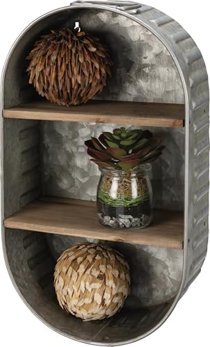 Primitives by Kathy Washtub Wooden Double Shelf 9.50" x 17.25" x 4.50"