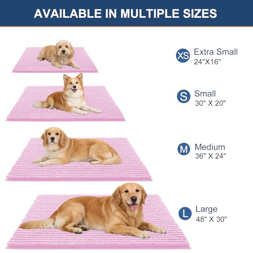 OLANLY Dog Door Mat for Muddy Paws 24x16, Extra Absorbent Chenille Mud Mat - color: Pink, size: 24" X 16"