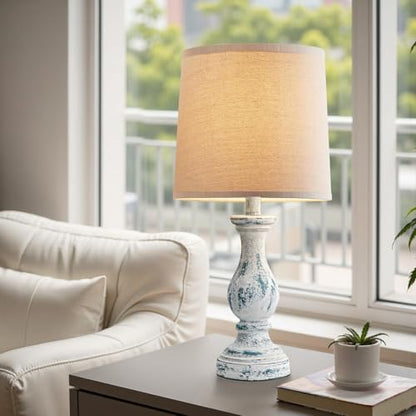 22" Farmhouse Table Lamps Set of 2, Rustic Bedside Lamps for Bedroom - color: D. Washed Blue