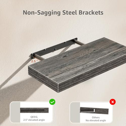 QEEIG Bathroom Floating Shelves for Wall (Grey, Set of 2, 15.7") - color: D. Grey, size: 15.7"