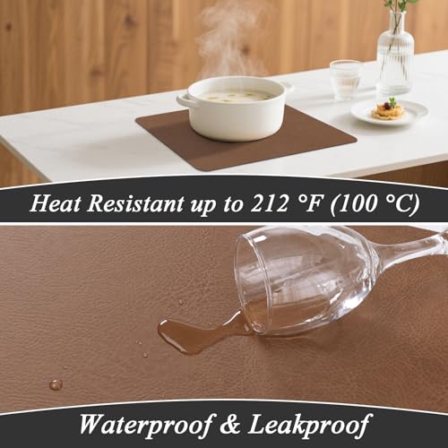 SHACOS Faux Leather Placemats Set of 8 Place Mats Table Mats, Camel Brown - color: Camel Brown