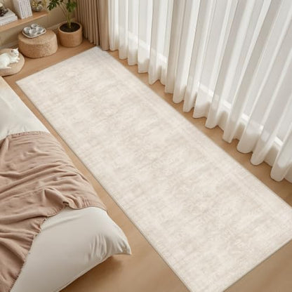 2x10 Hallway Washable Runner Rug: Neutral Kitchen Carpet Beige - color: Beige, size: 2' x 10' (Runner)