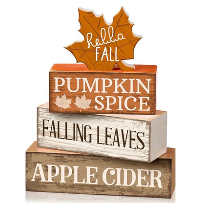 Moucuny 4 Pcs Fall Decor Wooden Maple Leaf Decoration Thanksgiving Decor - style: Maple Leaf
