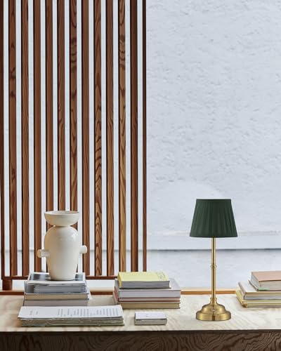 KDG Gold Cordless LED Table Lamps Set of 2, Green Fabric Shade Desk Lamps - color: Gold + Green Lampshade (2 Pack)