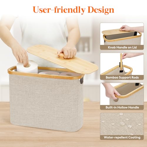 Lifewit Toilet Paper Storage Holder, Large Stand Basket, 23L, Beige - color: Beige, size: 23L