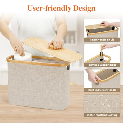 Lifewit Toilet Paper Storage Holder, Large Stand Basket, 23L, Beige - color: Beige, size: 23L