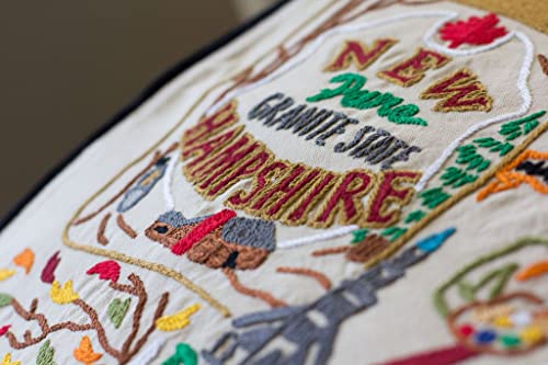 Catstudio New Hampshire Hand Embroidered Pillow, Decorative Throw Pillow - color: New Hampshire
