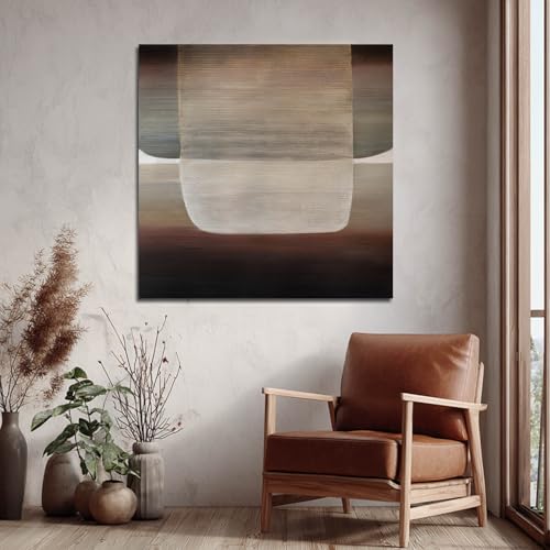 SHEYOYE Neutral Abstract Textured Wall Art Oil Painting on Canvas, Modern Minimalist Wall Decor for Living Room, Bedroom & Office, 40x40 in - color: Beige, size: 40"L x 40"W