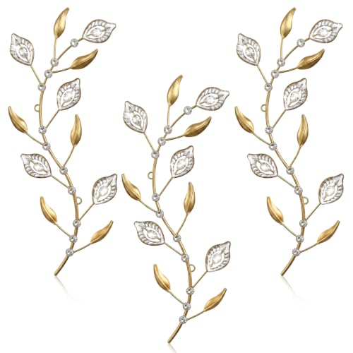 Cityelf 3 Set Crystal Leaf Wall Art Sculpture Iron Tree Leaves Branch Hanging Wall Décor Jeweled Bling Home Deor Acrylic Diamond Accent … - color: gold set 3