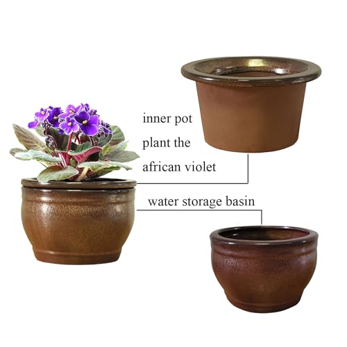 African Violet Pots Self Watering Violet Pot Copper 6 inch - color: Copper