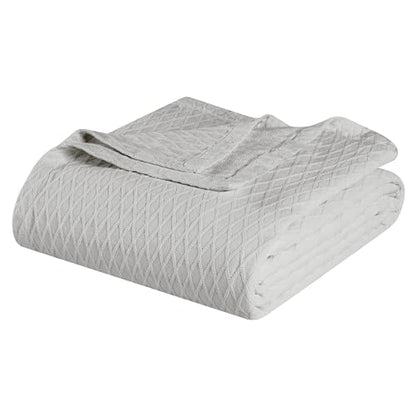 Superior Cotton Blanket, Lightweight, Breathable Bedding, Throw, Platinum - color: Platinum, size: Throw