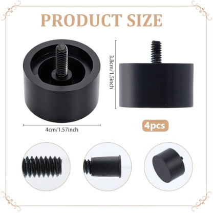 AHANDMAKER 4 Pcs Black Plastic Curtain Rod Finials 1.57in Diameter Decorative End Caps Replacement for Roman Rod Window Treatment Living Room Bedroom Home Decor - size: 40x38mm