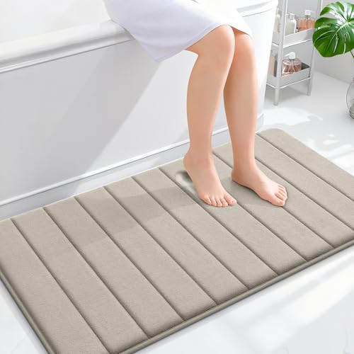 OLANLY Memory Foam Long Bathroom Rugs Runner 44x24, Super Soft Absorbent - color: Warm Taupe, size: 44" X 24"