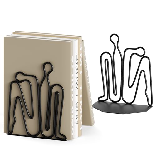 Alsonerbay Thinker Heavy Duty Metal Bookends, Matte Black, 1 Pair