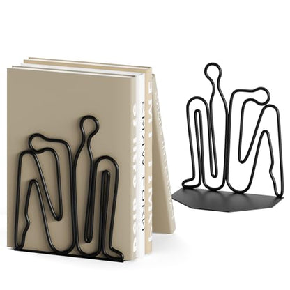 Alsonerbay Thinker Heavy Duty Metal Bookends, Matte Black, 1 Pair