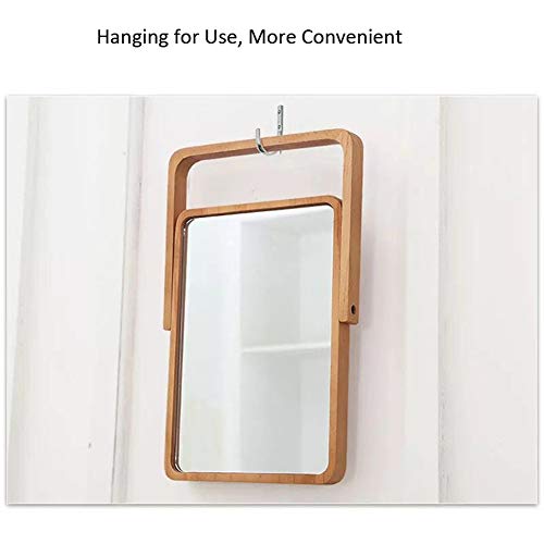 Rectangle Standing Vanity Makeup Mirror, Wood Frame, 10.2"L x 7.3"W, Modern Style, Tabletop Mount, Bathroom & Home Decor