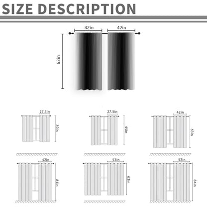 Black Grey Curtains, Ombre, 2 Panels, 42" W x 63" L, Rod Pocket - color: Black, size: 42"W x 63"L (Pack of 2)
