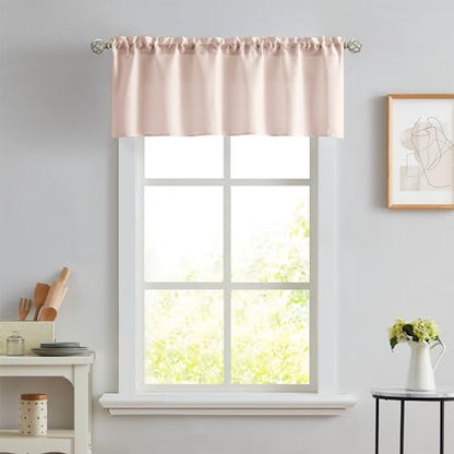 Melodieux Light Pink Semi Sheer Curtain Valance for Kitchen Cafe Small Windows Linen Rustic Rod Pocket Valance, 52 by 18 Inch, 1 Panel - color: Light Pink, size: 52"W x 18"L (Pack of 1)