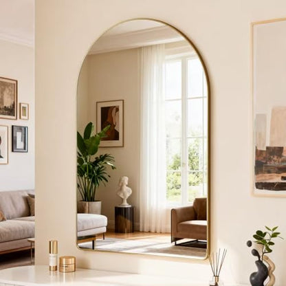 Arched Bathroom Mirror 24"x36",Gold,Tempered Glass - color: Gold, size: 36"L x 24"W
