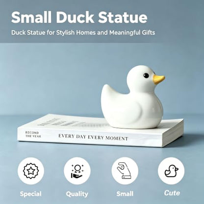 Ceramic Duck Figurines, Mini y Ducks Statues for Computer，Office，Desk,White - color: White