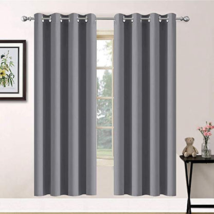 Yakamok Grey Room Darkening Curtains 52x63 inch Gray Grommet-Living Room - color: Grey, size: 52"W x 63"L (Pack of 2)