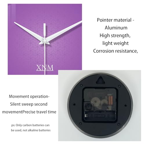 XNM Glass Round Purple Wall Clock for Women 14 Inch - color: Purple, size: 14 Inch