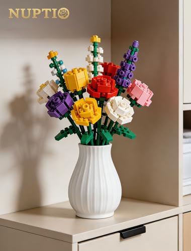 NUPTIO Ceramic Flower Vase for Bouquet, White, 8.07" Tall - size: Style 2-L-White