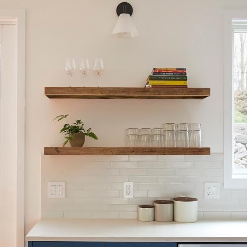 QEEIG Long Floating Shelves for Wall (Brown, Set of 2, 39.4") - color: A. Brown, size: 39.4"